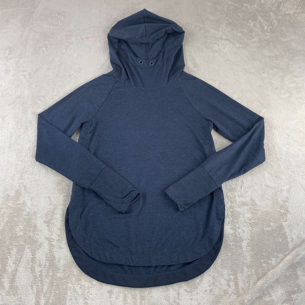 Athleta Uptempo Hoodie Sweatshirt Women XS Blue Long Sleeve Thumbholes Active‎
